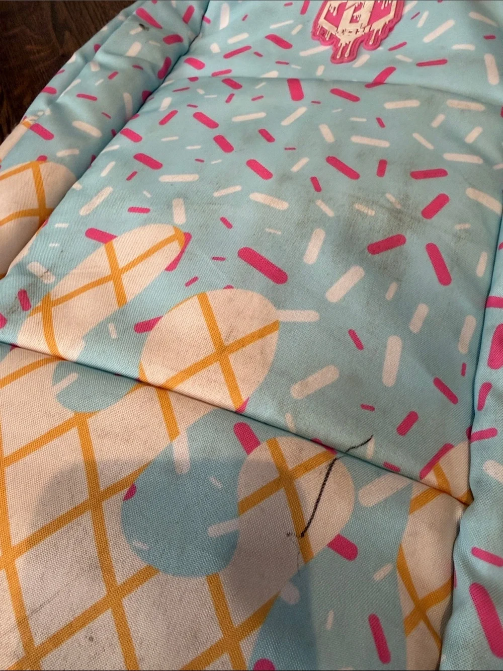 Kids baseball Lifestyle 101 Ice Cream Print Backpack - Light Blue Pink Sprinkles